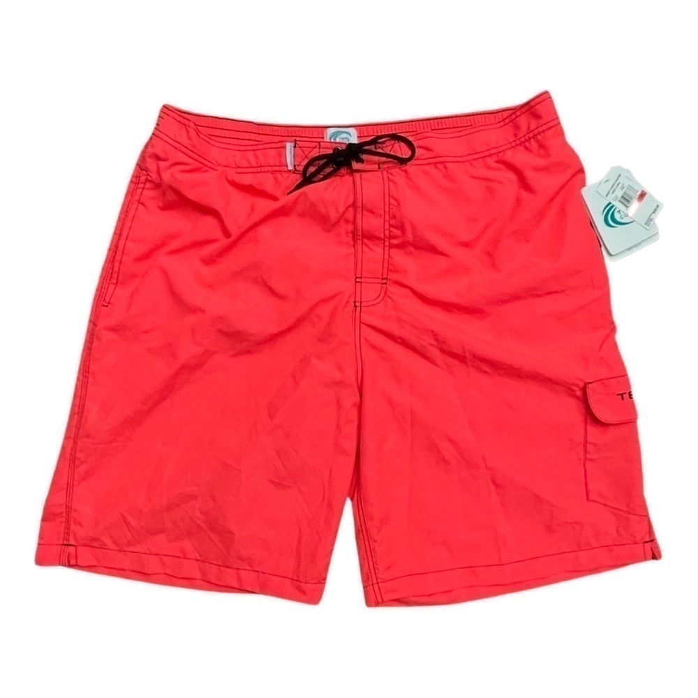 Teal COVE Men’s Swim Trunks with Elastic & Drawstring Orange Black Size XXL.